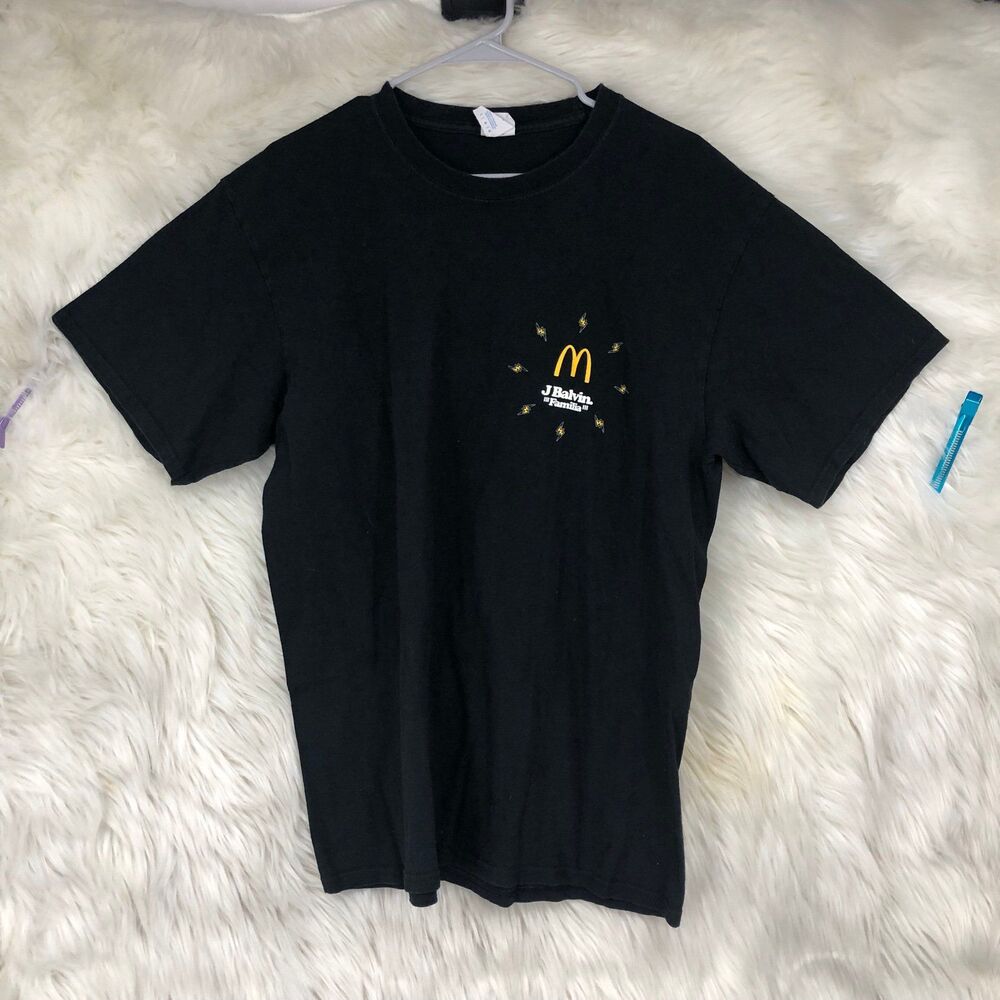 McDonald’s Black Graphic J Balvin “Familia” T-Shirt, Fast Food Tee, SZ L